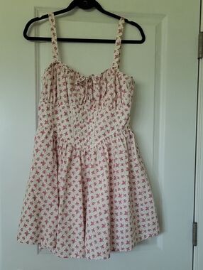 Trixxi Cream Mini Dress with Pink Floral Print